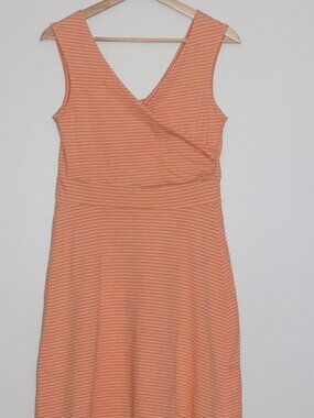 Patagonia Porch Song Organic Cotton Dress Orange Striped Medium
